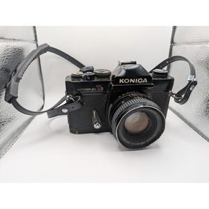 Konica Autoreflex T3 35mm SLR Camera Hexanon AR 50mm F1.7 Lens Vintage FLAWS